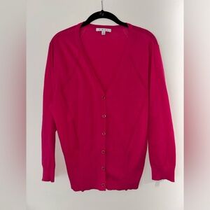 Cabi #855 Pink Cotton 3/4 Sleeve V-Neck Top Blouse  Sweater Cardigan Size L